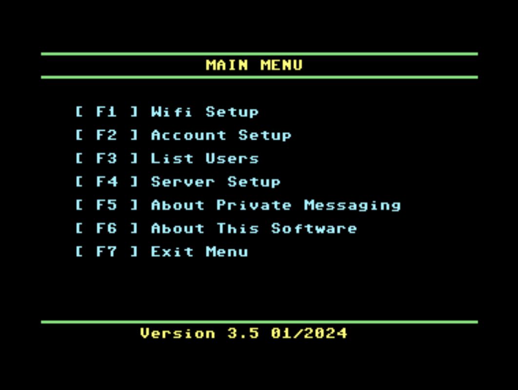 main menu